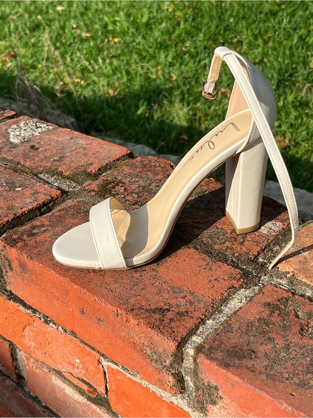 Lulus Cream Ankle-Strap Block Heel Sandals - Picture 4 of 7